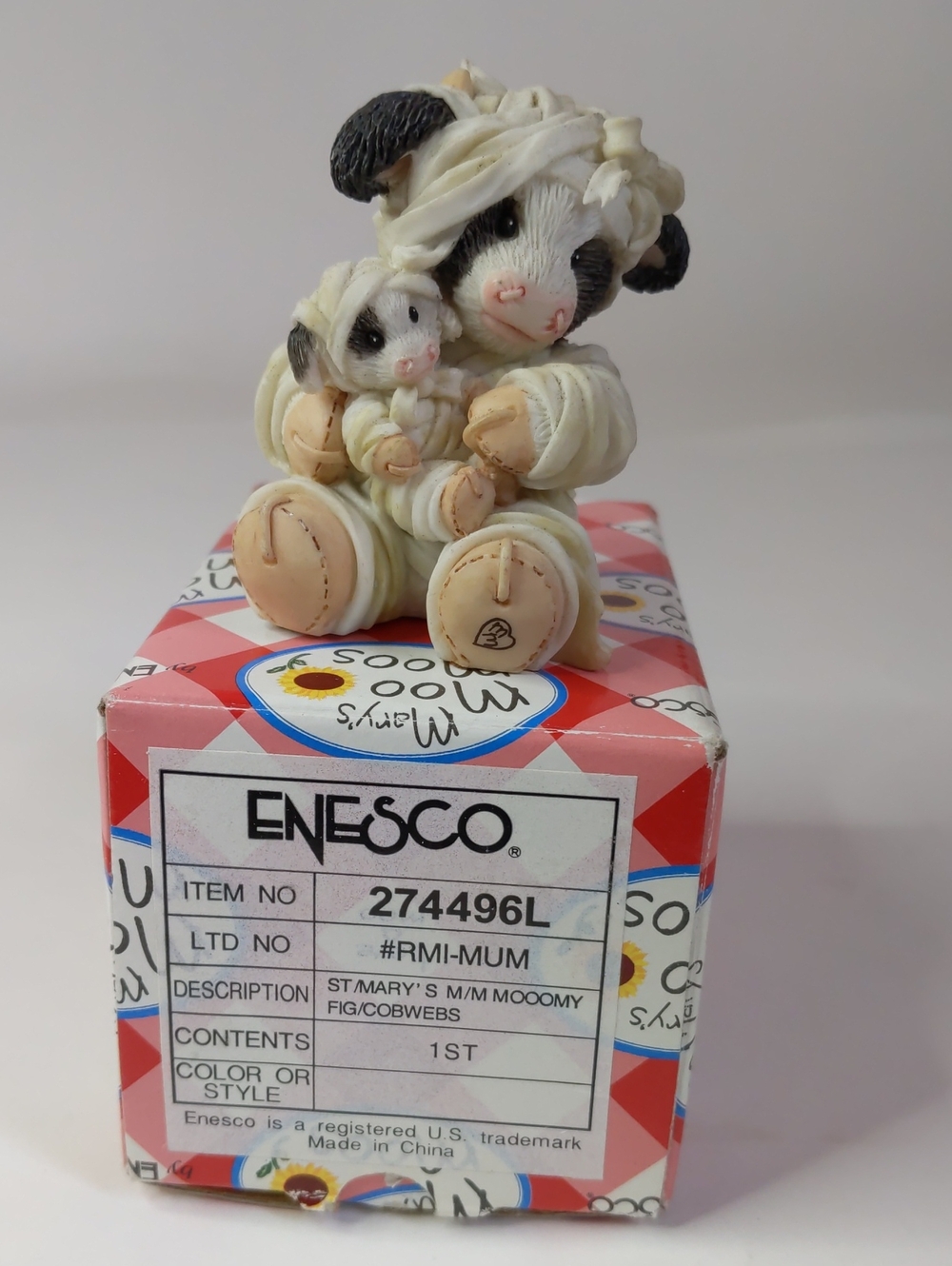 Vintage Enesco Mary’s Moo Moos 'All Wrapped In Moo' Figurine - Picture 3 of 10